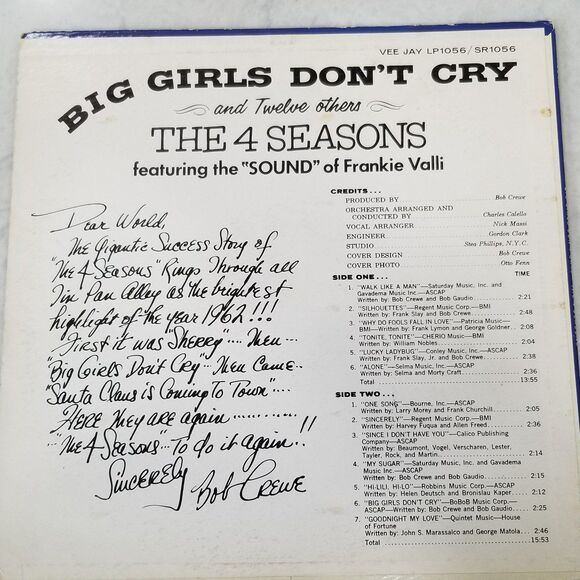 Big Girls Don't Cry by the 4 Seasons vinyl lp album lp1056 - Picture 5 of 10